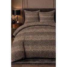 More Home Tek Kişilik Pamuklu Nevresim Takımı Lastikli Çarşaf Leopar Desenli
