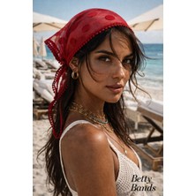 Betty Bands Kırmızı Puantiyeli Tül Bandana – Bağlamalı Şık Saç Aksesuarı | Yazlık & Bohem Stil Fular