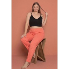 Farya Home Büyük Beden Pamuklu  2 Iplik Yüksek Bel Ağlı Pijama Altı Pantolon