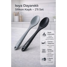Single ( 2 Adet ) Sert Uçlu Isıya Dayanıklı 28 cm Yanmaz Yapışmaz Kaşık Seti