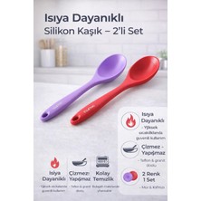 Single ( 2 Adet ) Sert Uçlu Isıya Dayanıklı 28 cm Yanmaz Yapışmaz Kaşık Seti
