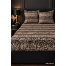 More Home Tek Kişilik Lastikli Çarşaf Seti + Yastık Kılıfı  Leopar Desenli