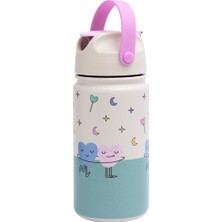 Smiggle The Cotton Cloud - Dancing Hearts 420ML Paslanmaz Çelik Gizli Pipetli Matara