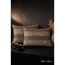 More Home Kapaklı Yastık Kılıfı (2 Adet) 50 x 70 cm Leopar Desen