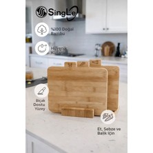 Single Standlı 3’lü Bambu Kesme Tahtası, Sunumluk