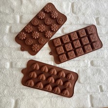 Yeni Nesil Evim 3lü Farklı Kalp Çiçek Çikolata Tablet Şekilli Silikon Çikolata/buz Kalıpları