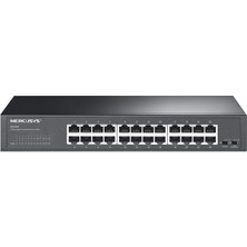 Mercusys MS124GS | 24 Port Gigabit Masaüstü ve Rackmount Switch | 1000 Mbps Tam Gigabit | Izolasyon Modu | Döngü Önleme (Loop Prevention) | Dayanıklı Metal Kasa | Fansız Tasarım Ağ Anahtarı