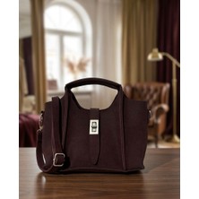 Han Çanta Kadın Bordo Süet El ve Omuz Çantası – Şık Minimal Günlük Kullanım Çanta