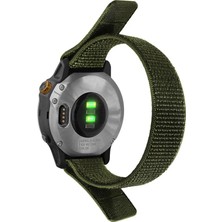 CaseOnn Garmin Fenix 5 Sapphire Kordon Hasır Kumaş Ultrafit Nylon Yedek Kayış Koyu Yeşil