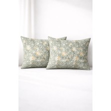 More Home Kapaklı Yastık Kılıfı (2 Adet) 50 x 70 cm Yeşil Beyaz