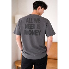 Tarz Cool Erkek Oversize Tişört Baskılı “all We Need Is Money” Yazılı Basic Streetwear T-Shirt