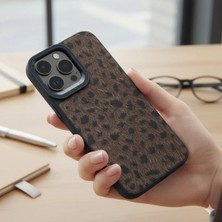 Bovinox Iphone 14 Pro Max Uyumlu Lüks Leopar Desenli Kamera Korumalı Peluş Tüylü Telefon Kılıfı Kapak