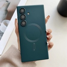 Bovinox Samsung Galaxy S24FE Uyumlu Magsafe Mıknatıslı Lens Korumalı Mat Silikon Kılıf Darbe Emici