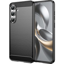 Bovinox Samsung Galaxy S25 Fe Kılıf Karbon Fiber Darbe Emici Fırçalanmış Dokulu Esnek Silikon Arka Kapak