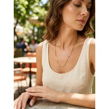 Museum Of You Şık Çubuk Detaylı Kolye 14K Altın Kaplama Renk - Minimal Tasarım - Renk Atmaz