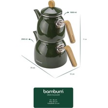 Bambum Sultan - Bambu Kulplu Emaye Çaydanlık Takımı Koyu Yeşil