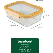 Bambum Moira - Cam Kapaklı Kilitli Cam Saklama Kabı 1040 ml