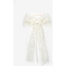 Le Mabelle Ekru Zincir Çiçek Desenli Kız Çocuk Otomatik Toka