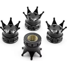 Asiltech Kral Tacı Alüminyum Sibop Kapağı 4'lü Siyah