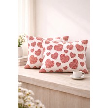 More Home Kapaklı Yastık Kılıfı (2 Adet) 50 x 70 cm Kalp