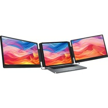 Trimonitör 14″ Taşınabilir Ikili Monitör 360° (Çift Kablolu)