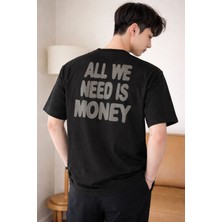 Tarz Cool Erkek Oversize Tişört Baskılı “all We Need Is Money” Yazılı Basic Streetwear T-Shirt