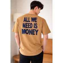 Tarz Cool Erkek Oversize Tişört Baskılı “all We Need Is Money” Yazılı Basic Streetwear T-Shirt
