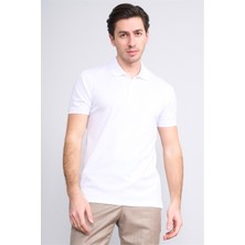 Halifaks Beyaz Erkek 12625 Düğmelı Polo Yaka Kısa Kol Etek Recme T-Shirt