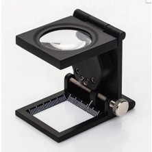 Erdo Ticaret Buğz 28X28 mm Katlanır Sayaçlı Metal Lüp, 2 LED Işıklı Büyüteç Tekstil TH9005A