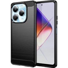 Bovinox Infinix Hot 50 Kılıf Karbon Fiber Darbe Emici Fırçalanmış Dokulu Esnek Silikon Arka Kapak
