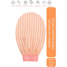 LET'SCRUB Premium Banyo Kesesi Turuncu Zebra Model Peeling Eldiveni %100 Floş Ipek Normal Ciltler İçin Kese
