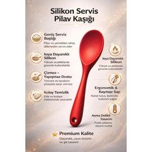 Single ( 1 Adet ) Ultra Sert Uçlu Silikon Servis Pilav Kaşığı Yüksek Isıya Dayanıklı Yanmaz Yapışmaz