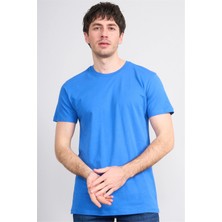 Çetinkaya Mentality 2772 Bisiklet Yaka Slimfit Basic T-Shirt Cobalt