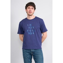 Çetinkaya Chester Polo 4386 Bisiklet Yaka Regular Baskılı T-Shirt Açık Lacivert
