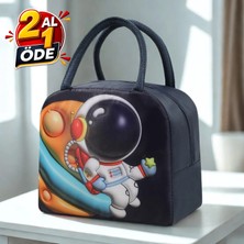 Store Termal Özellikli Şık Beslenme Çantası Figürlü 3D Görünümlü Düz Baskı Termal Yemek ve Yiyecek Çantası