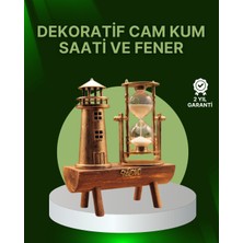 Vintage Kum Saati + Deniz Feneri Modeli – Ahşap Gövdeli Masa Üstü Dekor - Lisinya