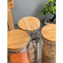 Bambum Mada 1300ML 20 cm 3 Lü Kelepçeli Vakumlu Boroslikat Cam Set