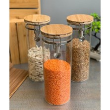 Bambum Mada 1300ML 20 cm 6 Lı Kelepçeli Vakumlu Boroslikat Cam Set