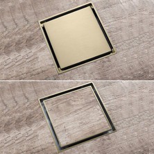 Fause Komple Çelik Seramik Uyumlu Ankastre Yer Süzgeci 10X10 cm Mat Altın KSZ101-BG