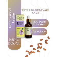 Oiliva Tatlı Badem Yağı 50 ml Cam Şişe %100 Saf Doğal Katkısız Soğuk Sıkım