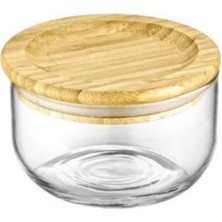 Atbyhome Mien Duo Bambu OYUK Kapaklı Cam Saklama Kabı 300 Ml