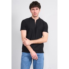 JSCO Mareteks 2625 Js Sıyah Erkek Pılot Yaka A.p Fermuarlı T-Shırt