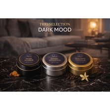 Korıxa Dark Mood 3’lü Mini Kokulu Mum Seti – Premium Metal Kutulu Mum (Amber, Kahve, Vanilya)