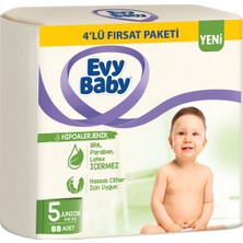 Evy Baby 5 Beden Junior Bebek Bezi 88 Adet Bantlı Bez 11 - 18 kg Ekstra Yumuşak 4'lü Fırsat Paketi