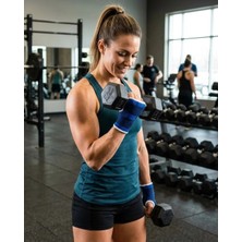 Uslucan Alışveriş Çift Bilek Destekliği Mavi Örgü Sporcu Bileklik Evrensel Boy 2 Adet