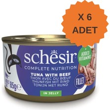 Schesir Jelly Ton Balığı ve Sığır Eti Jöle Içinde Yetişkin Kedi Konservesi 85GR x 6 Adet