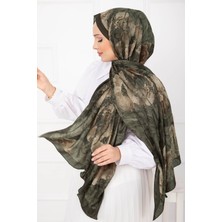 Msc Çiçek Desen Bambu Şal Serisi Haki