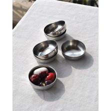 Qualitev 6\\\\\\\'lı Paslanmaz Çelik Mini Kahve Yanı Lokumluk Mini Sosluk Şekerlik/lokumluk 5,5 cm