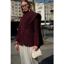 Emnora Pelerin Detaylı Blazer Ceket Burgonya