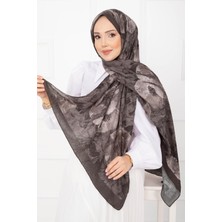 Msc Çiçek Desen Bambu Şal Serisi Koyu Vizon